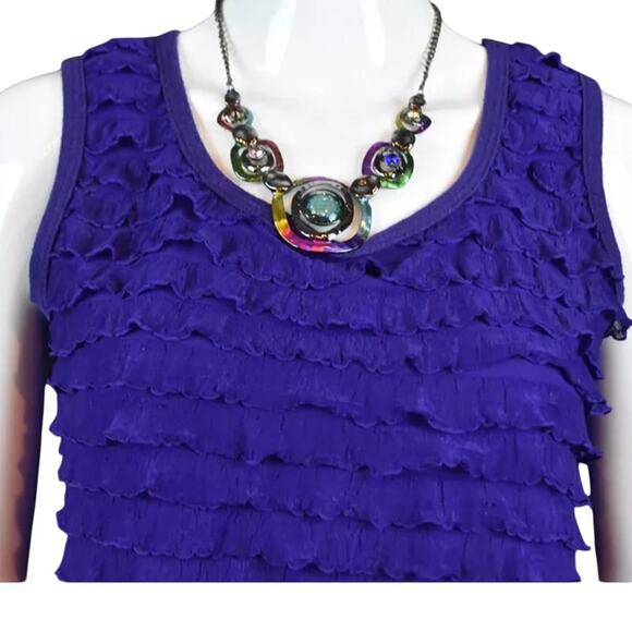 Vintage Jason Maxwell Purple Medium top blouse USA made  ruffled sleeveless - Picture 1 of 4